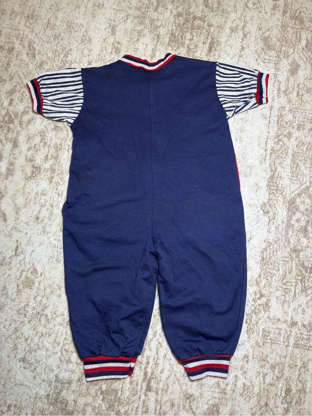 Vintage 90s GoodFellas Baby Baseball Romper 18M Striped Red Blue